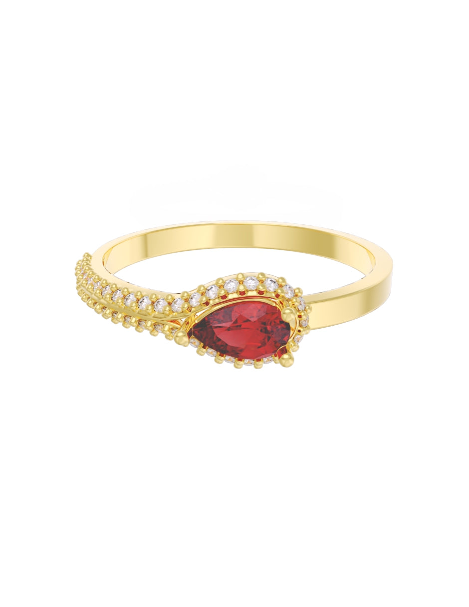 Anillo de Compromiso Eternidad de Oro 14k Zirconia Roja ZR8550