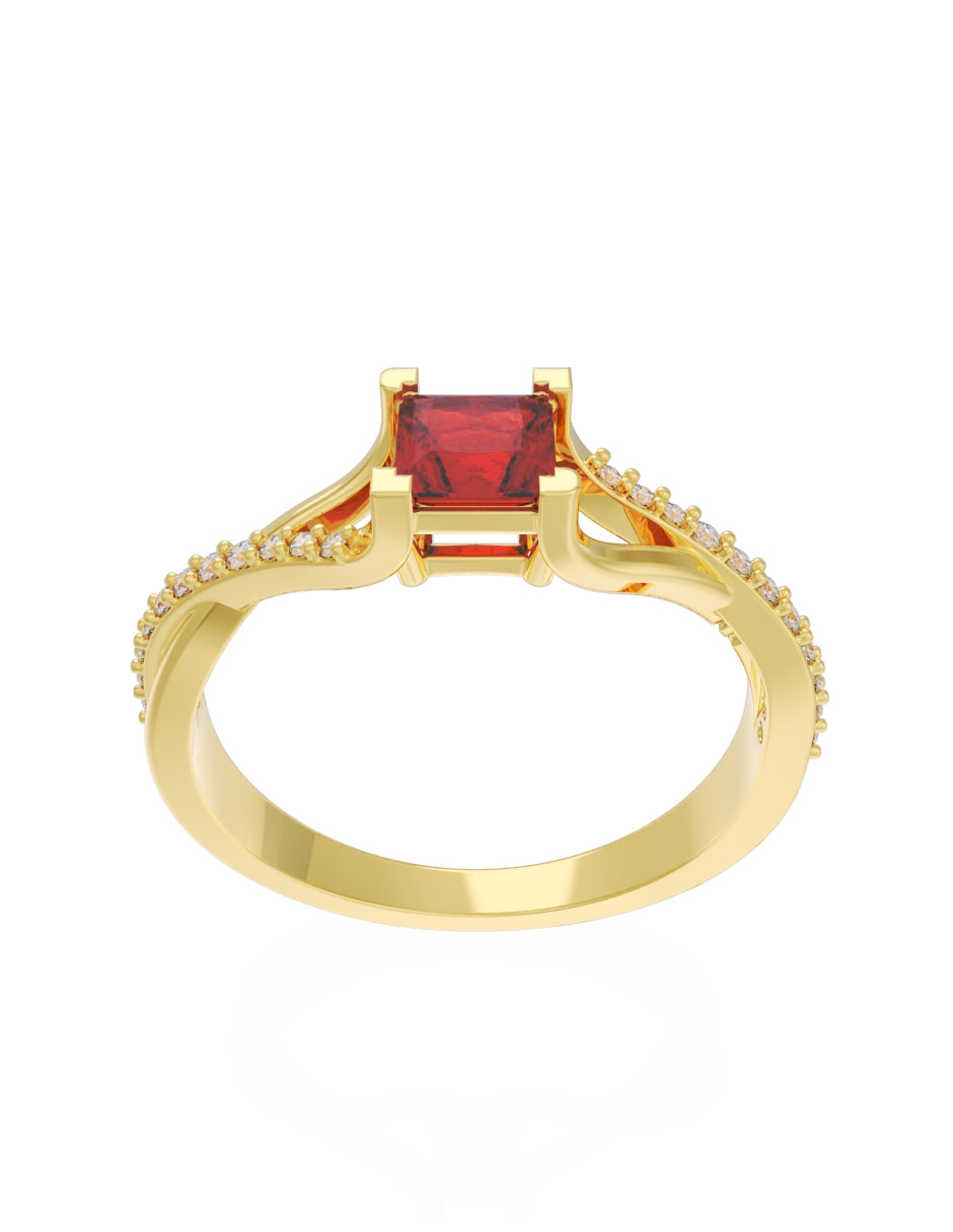 Anillo de Compromiso Eternidad de Oro 14k Zirconia Roja ZR8551-1