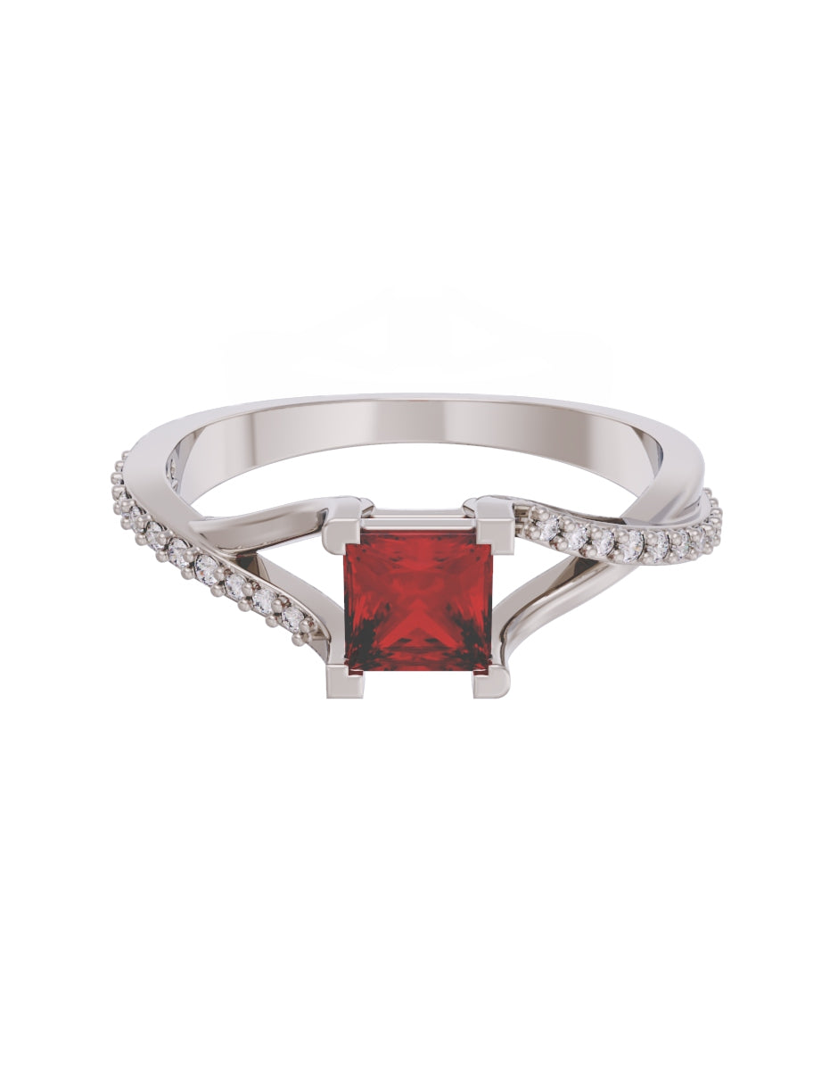 Anillo de Compromiso Eternidad de Oro 14k Zirconia Roja ZR8551-3