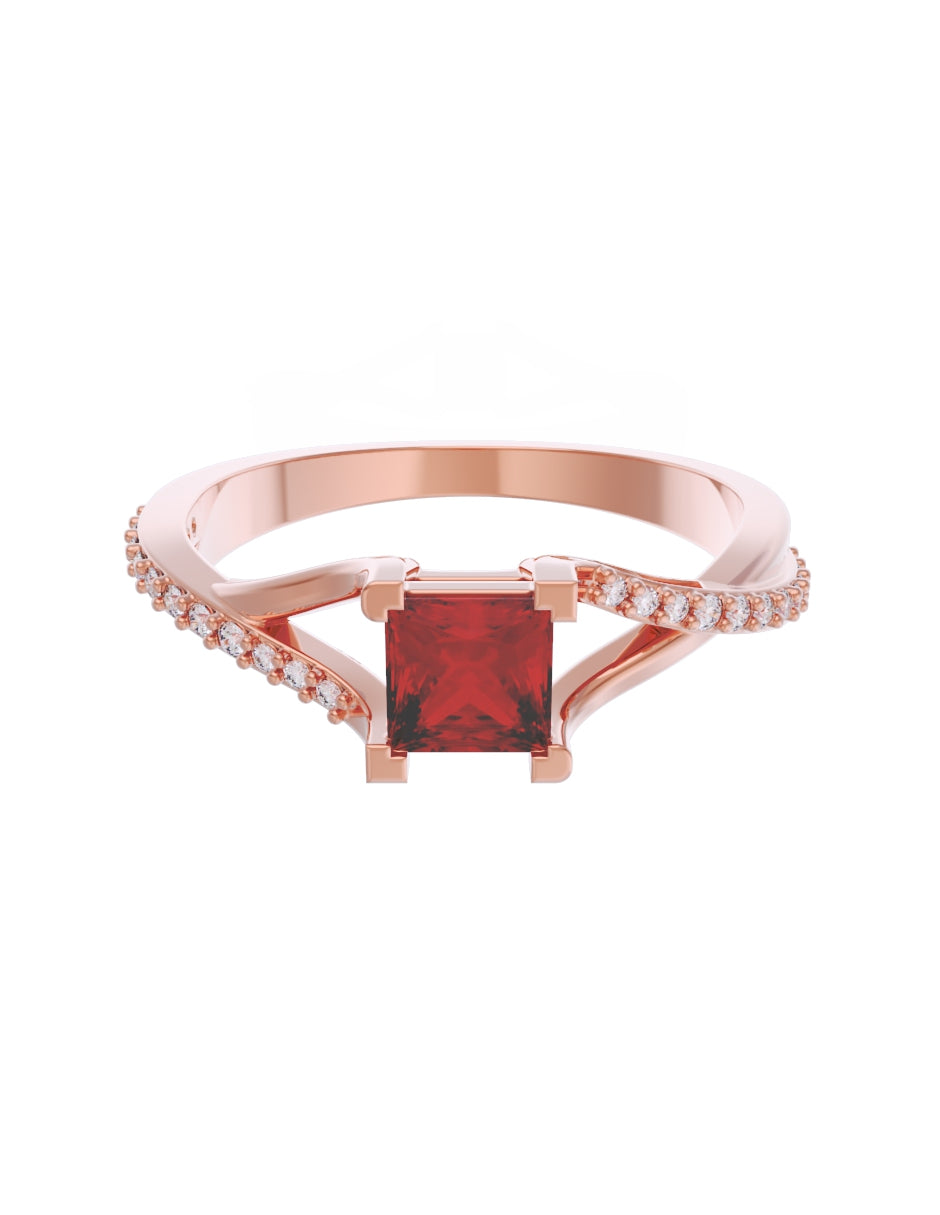 Anillo de Compromiso Eternidad de Oro 14k Zirconia Roja ZR8551-6