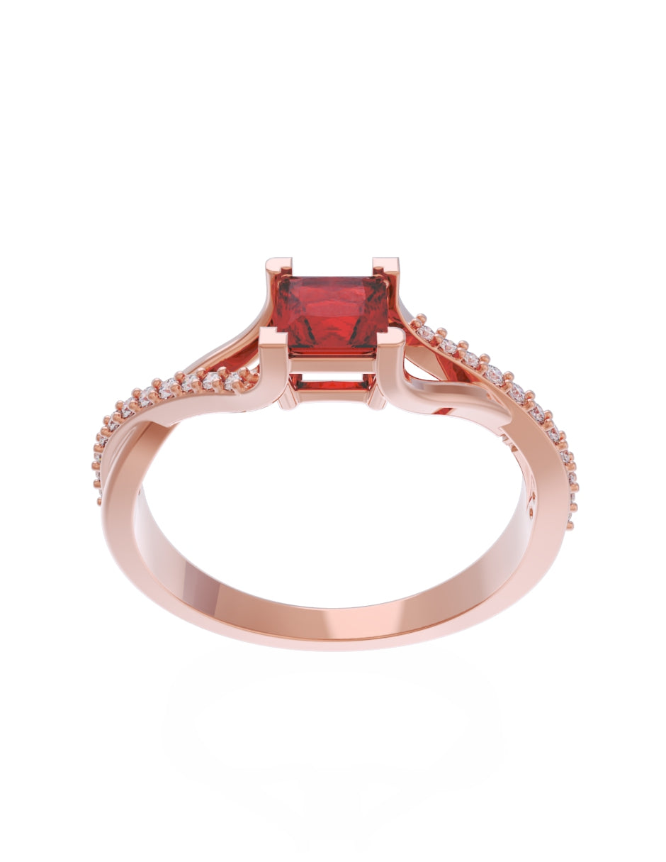 Anillo de Compromiso Eternidad de Oro 14k Zirconia Roja ZR8551-7
