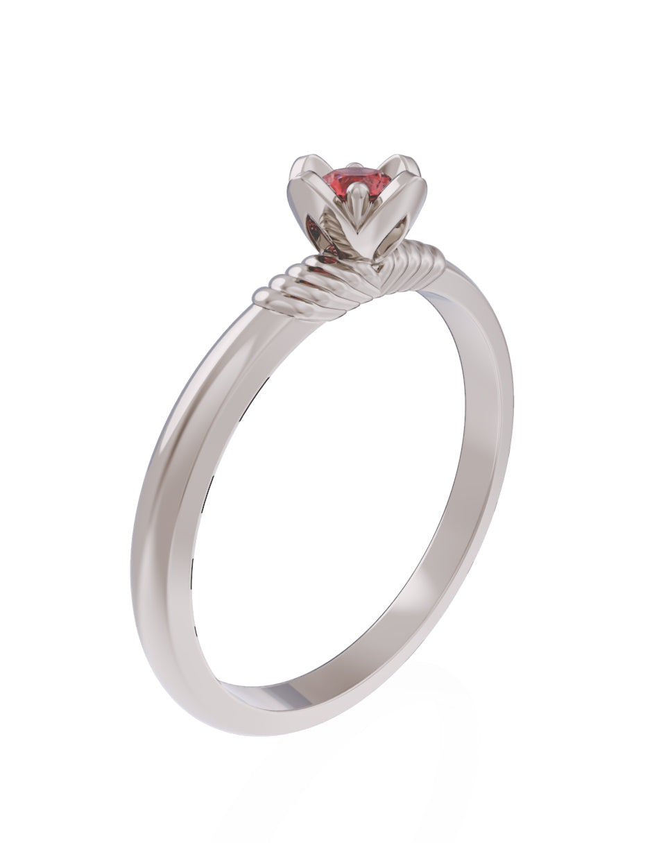 Anillo de Compromiso Eternidad de Oro 14k Zirconia Roja ZR8552-5
