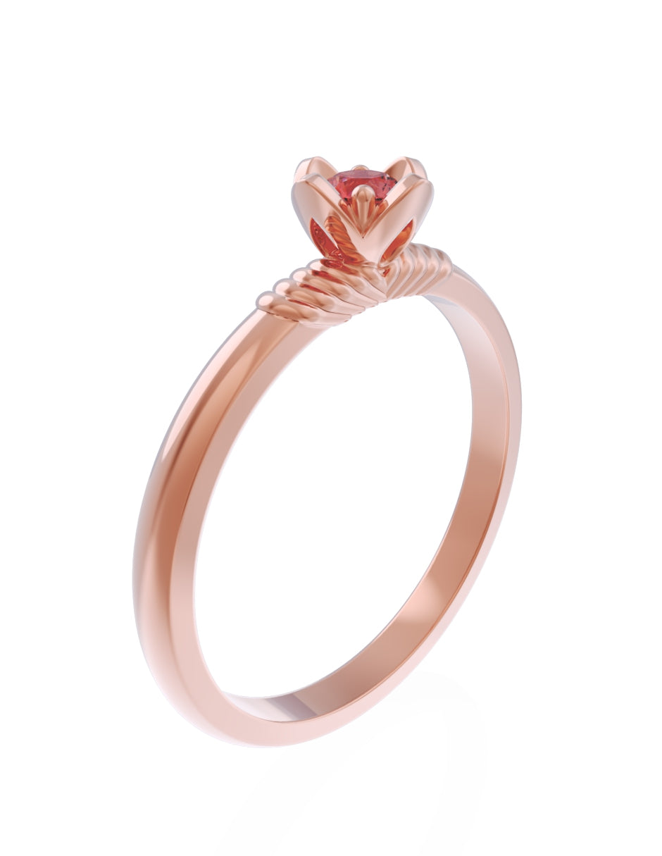 Anillo de Compromiso Eternidad de Oro 14k Zirconia Roja ZR8552-8