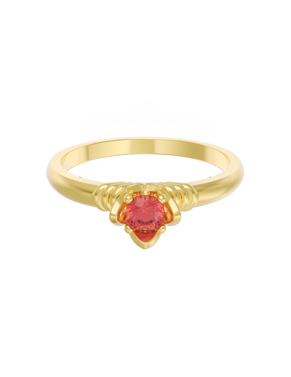 Anillo de Compromiso Eternidad de Oro 14k Zirconia Roja ZR8552