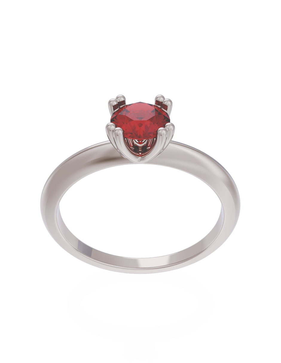 Anillo de Compromiso Eternidad de Oro 14k Zirconia Roja ZR8553-4