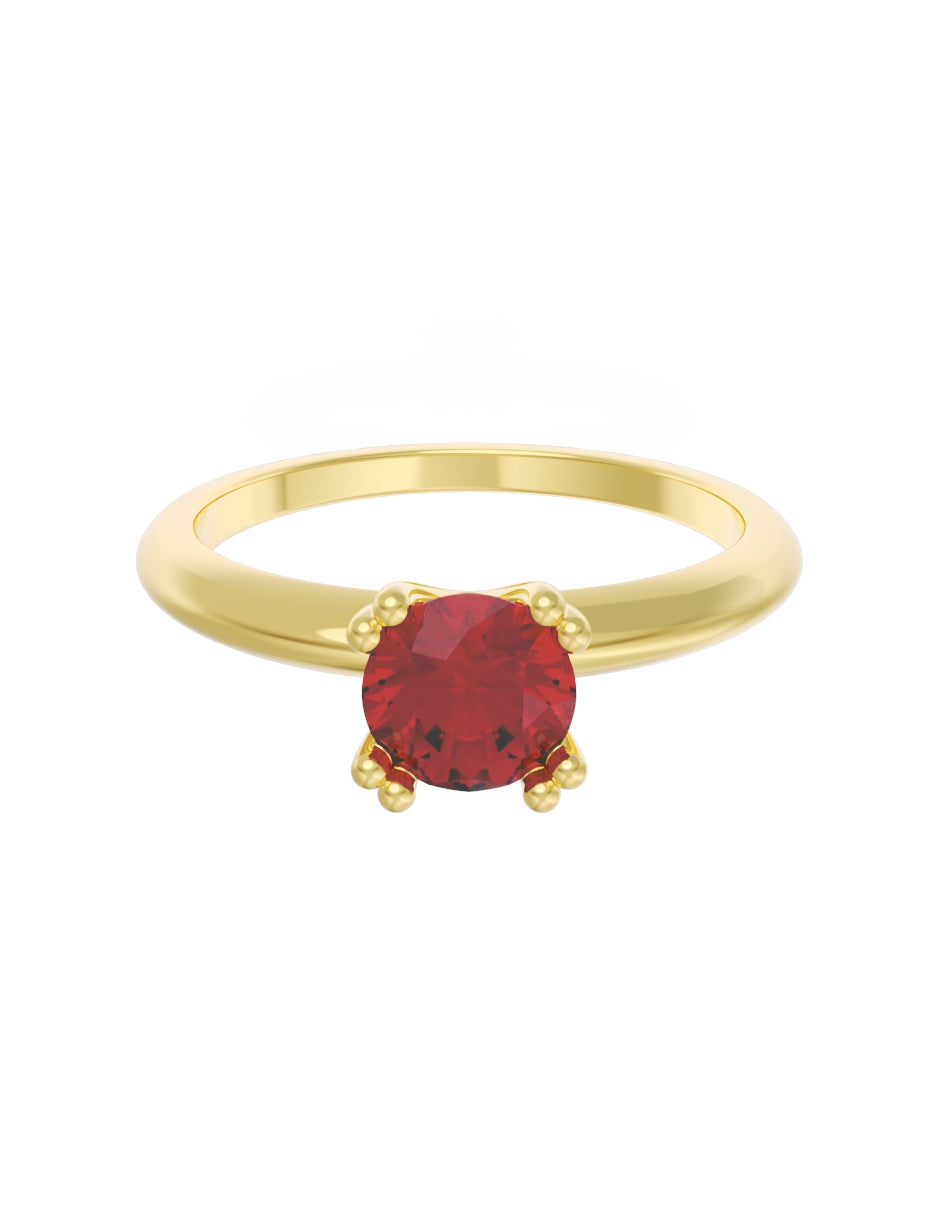 Anillo de Compromiso Eternidad de Oro 14k Zirconia Roja ZR8553