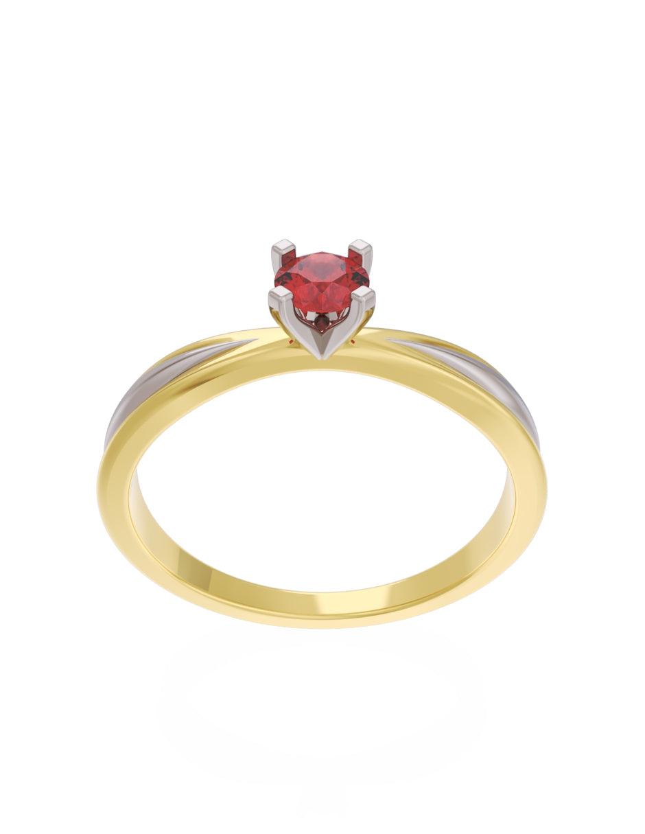 Anillo de Compromiso Eternidad de Oro 14k Zirconia Roja ZR8554-1