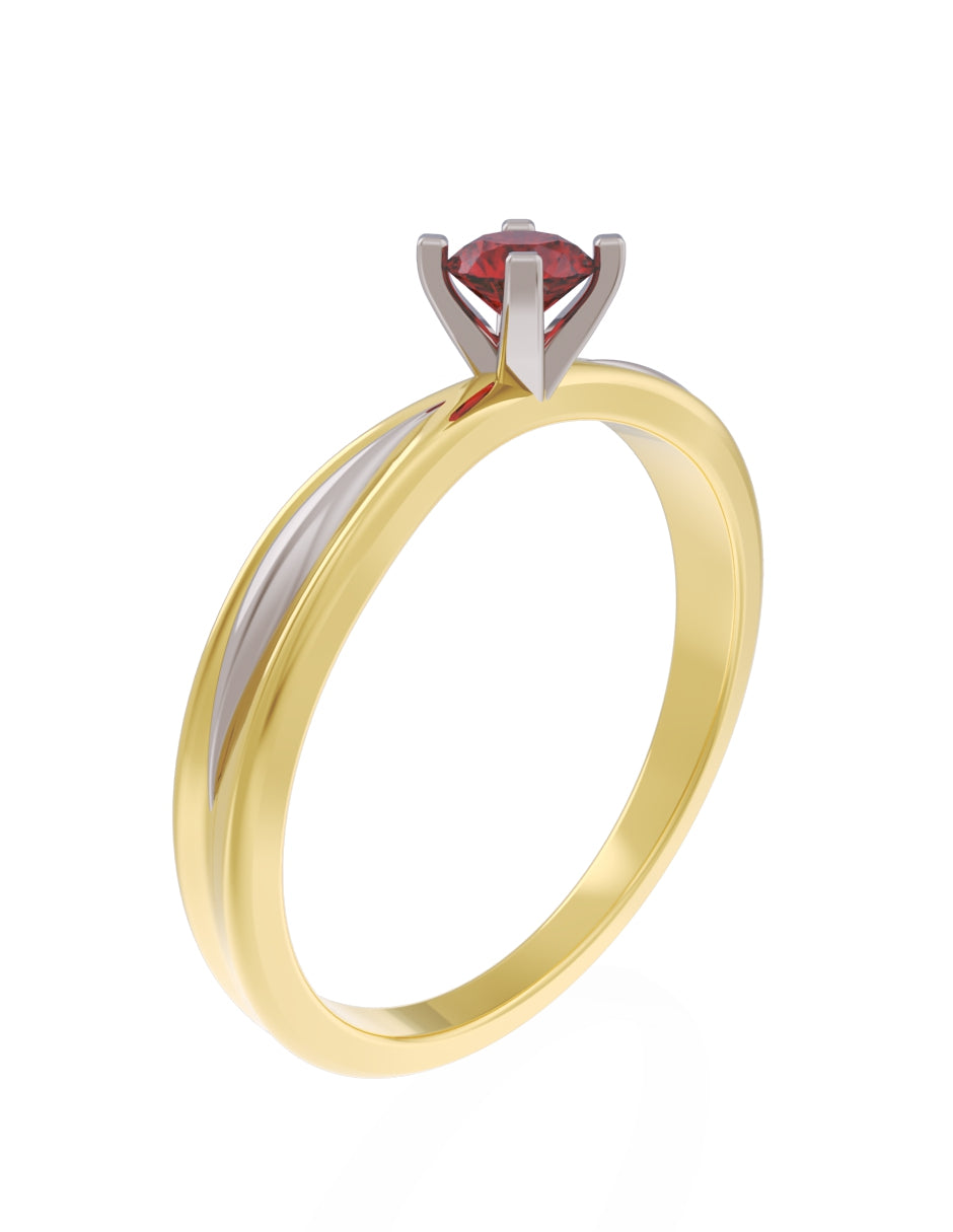 Anillo de Compromiso Eternidad de Oro 14k Zirconia Roja ZR8554-2