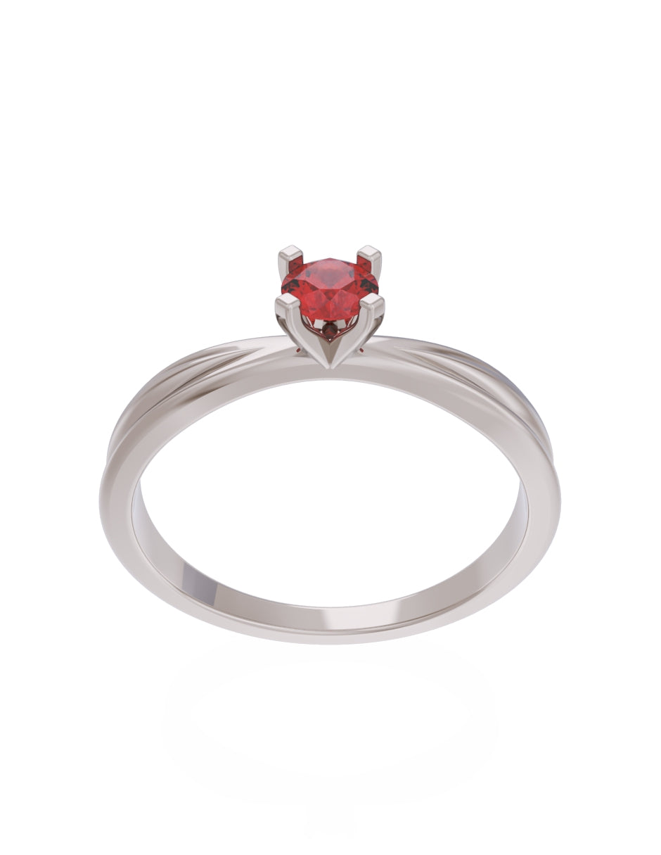 Anillo de Compromiso Eternidad de Oro 14k Zirconia Roja ZR8554-4