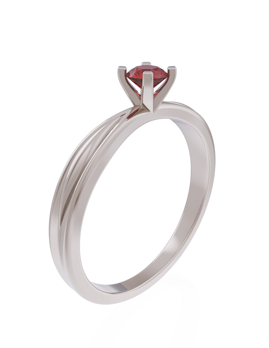 Anillo de Compromiso Eternidad de Oro 14k Zirconia Roja ZR8554-5