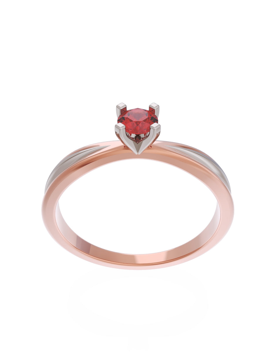 Anillo de Compromiso Eternidad de Oro 14k Zirconia Roja ZR8554-7