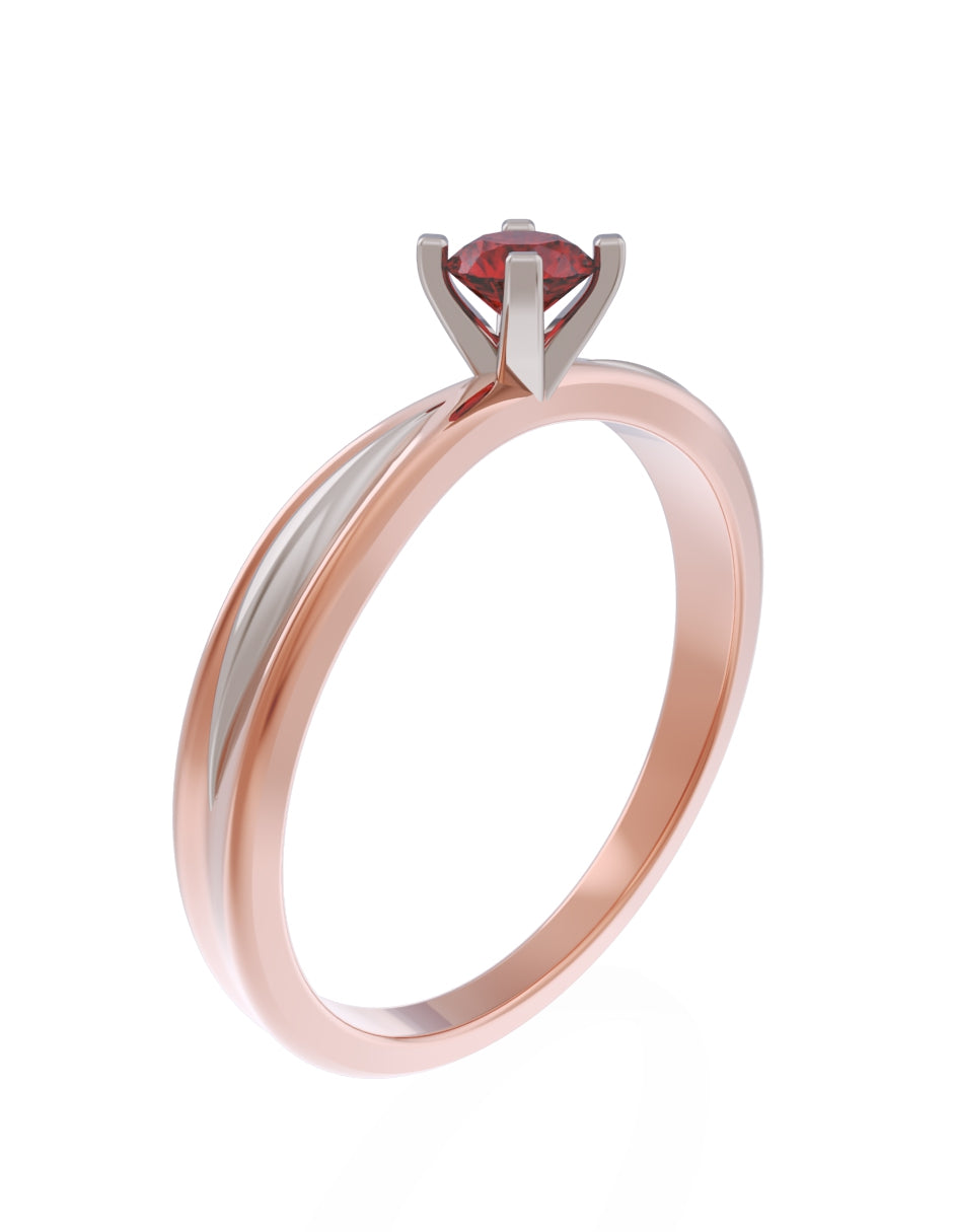 Anillo de Compromiso Eternidad de Oro 14k Zirconia Roja ZR8554-8