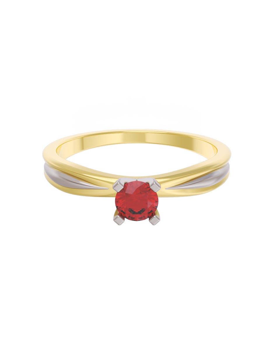 Anillo de Compromiso Eternidad de Oro 14k Zirconia Roja ZR8554