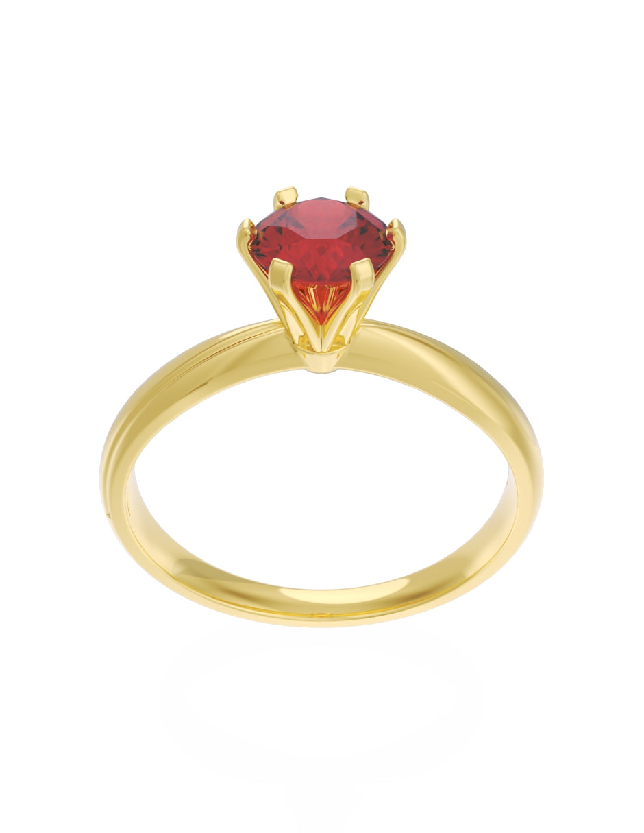 Anillo de Compromiso Eternidad de Oro 14k Zirconia Roja ZR8555-1