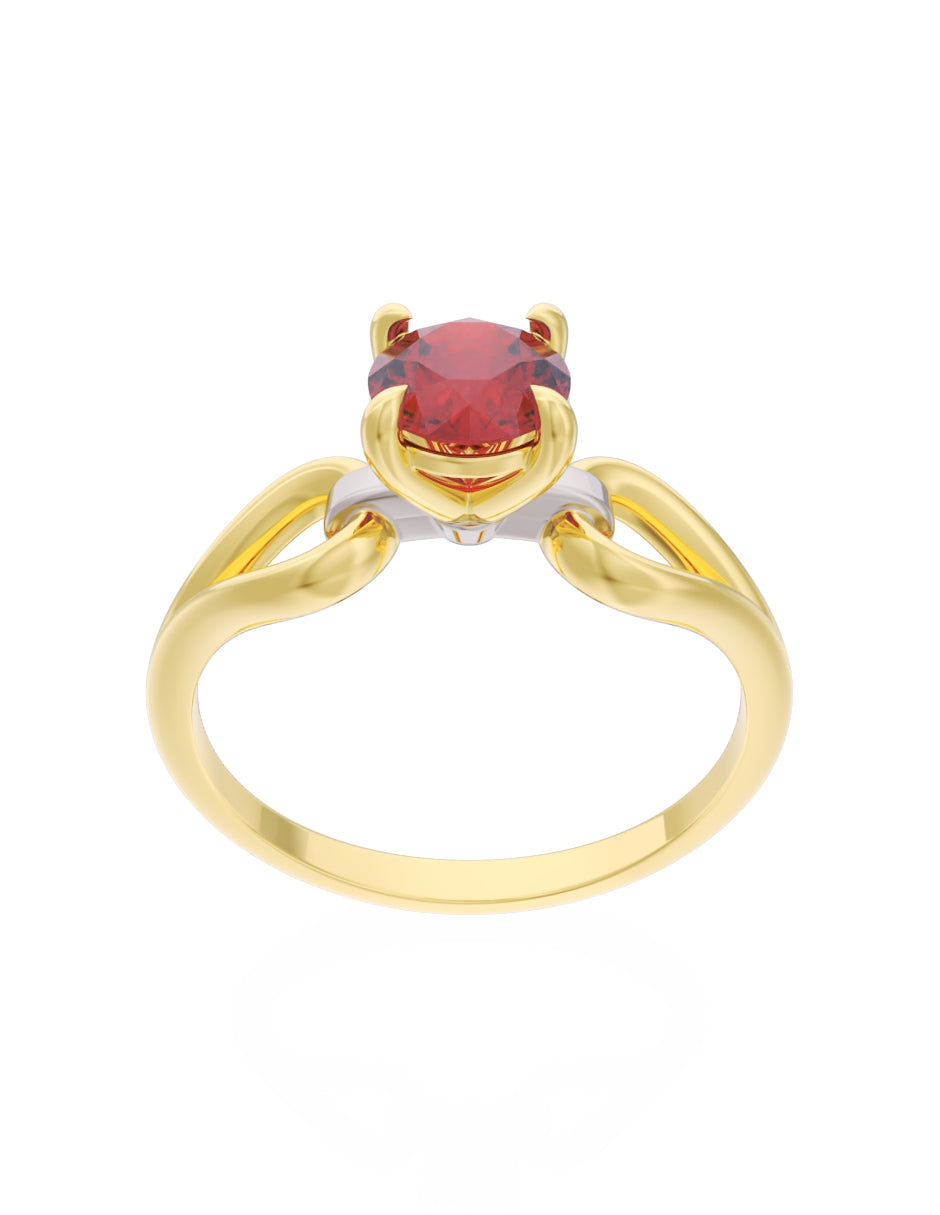 Anillo de Compromiso Eternidad de Oro 14k Zirconia Roja ZR8557-1