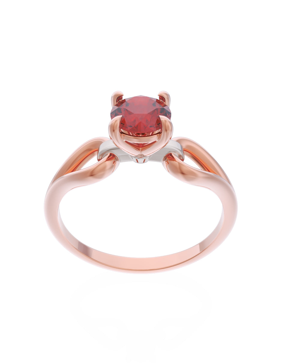 Anillo de Compromiso Eternidad de Oro 14k Zirconia Roja ZR8557-7