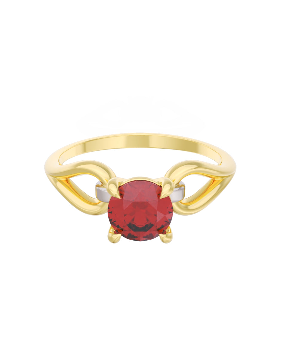 Anillo de Compromiso Eternidad de Oro 14k Zirconia Roja ZR8557