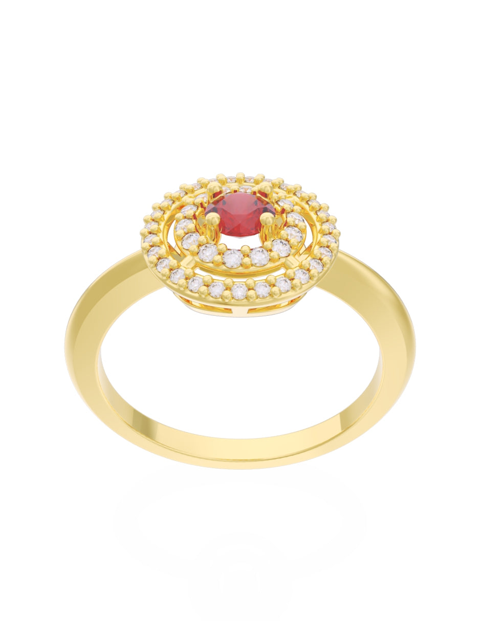 Anillo de Compromiso Eternidad de Oro 14k Zirconia Roja ZR8560-1