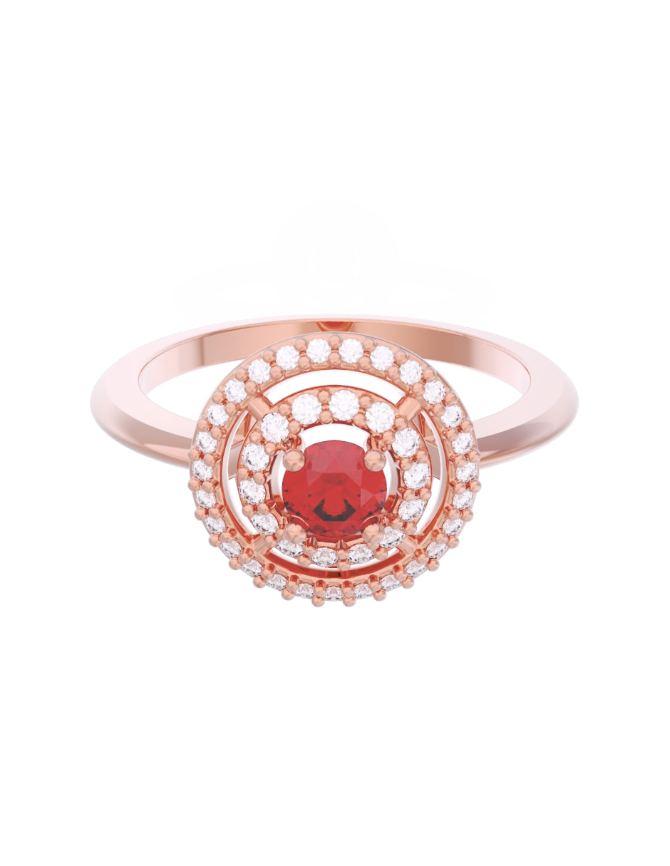 Anillo de Compromiso Eternidad de Oro 14k Zirconia Roja ZR8560-3