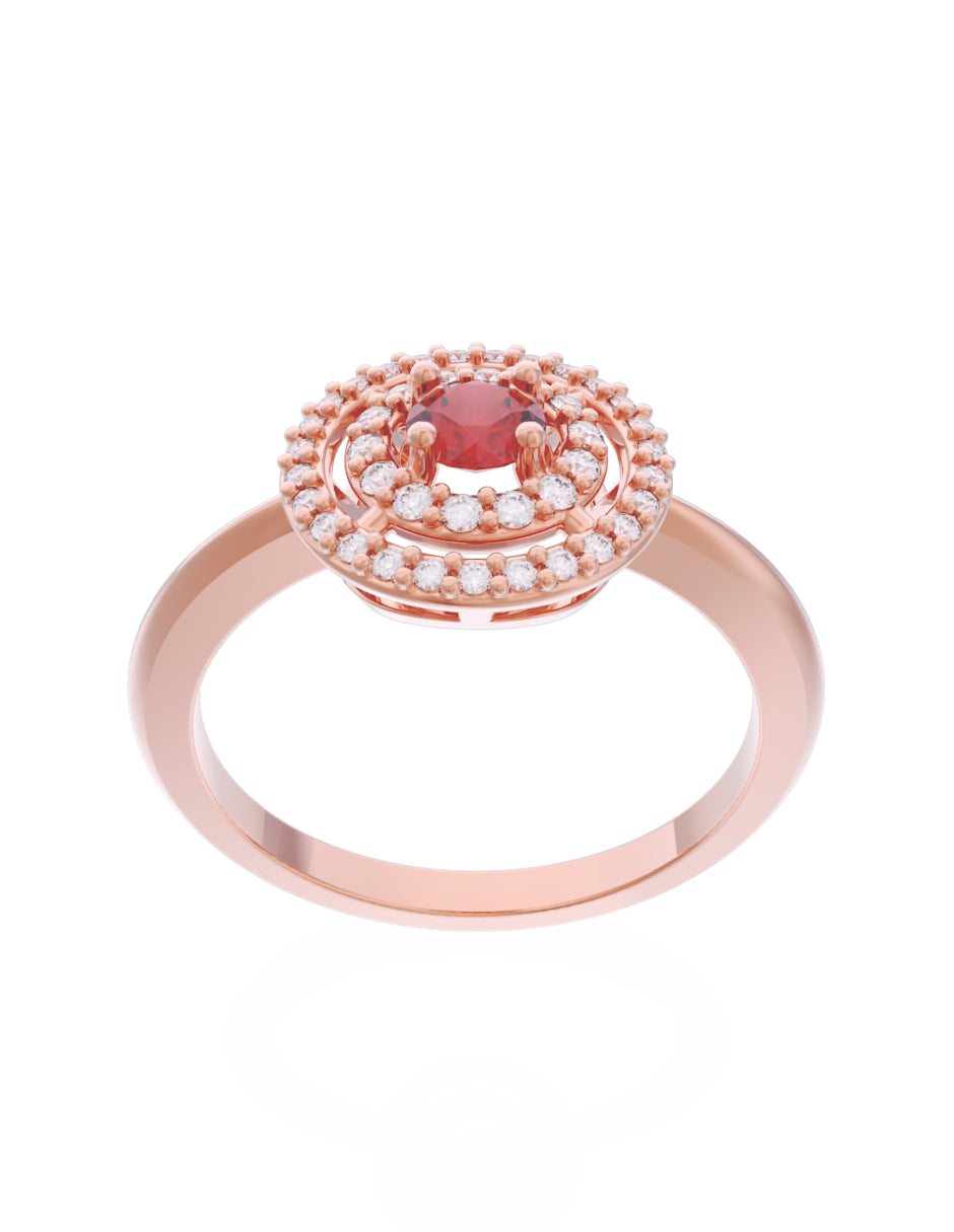 Anillo de Compromiso Eternidad de Oro 14k Zirconia Roja ZR8560-4