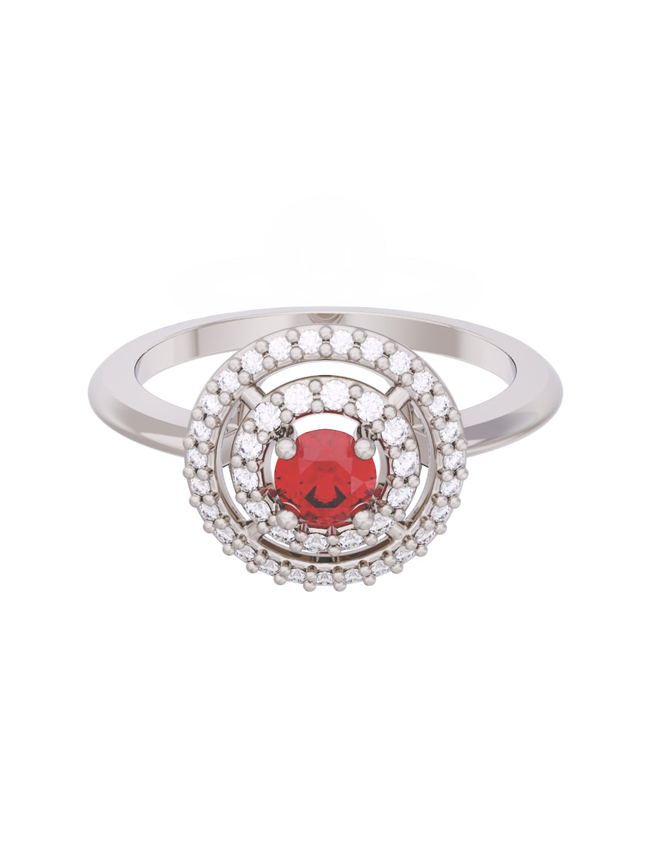 Anillo de Compromiso Eternidad de Oro 14k Zirconia Roja ZR8560-6