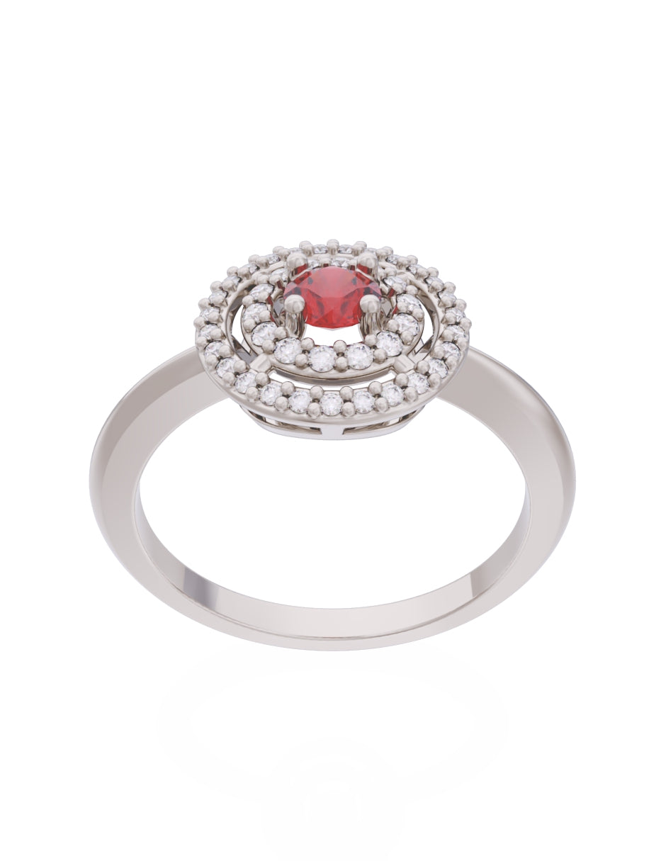 Anillo de Compromiso Eternidad de Oro 14k Zirconia Roja ZR8560-7