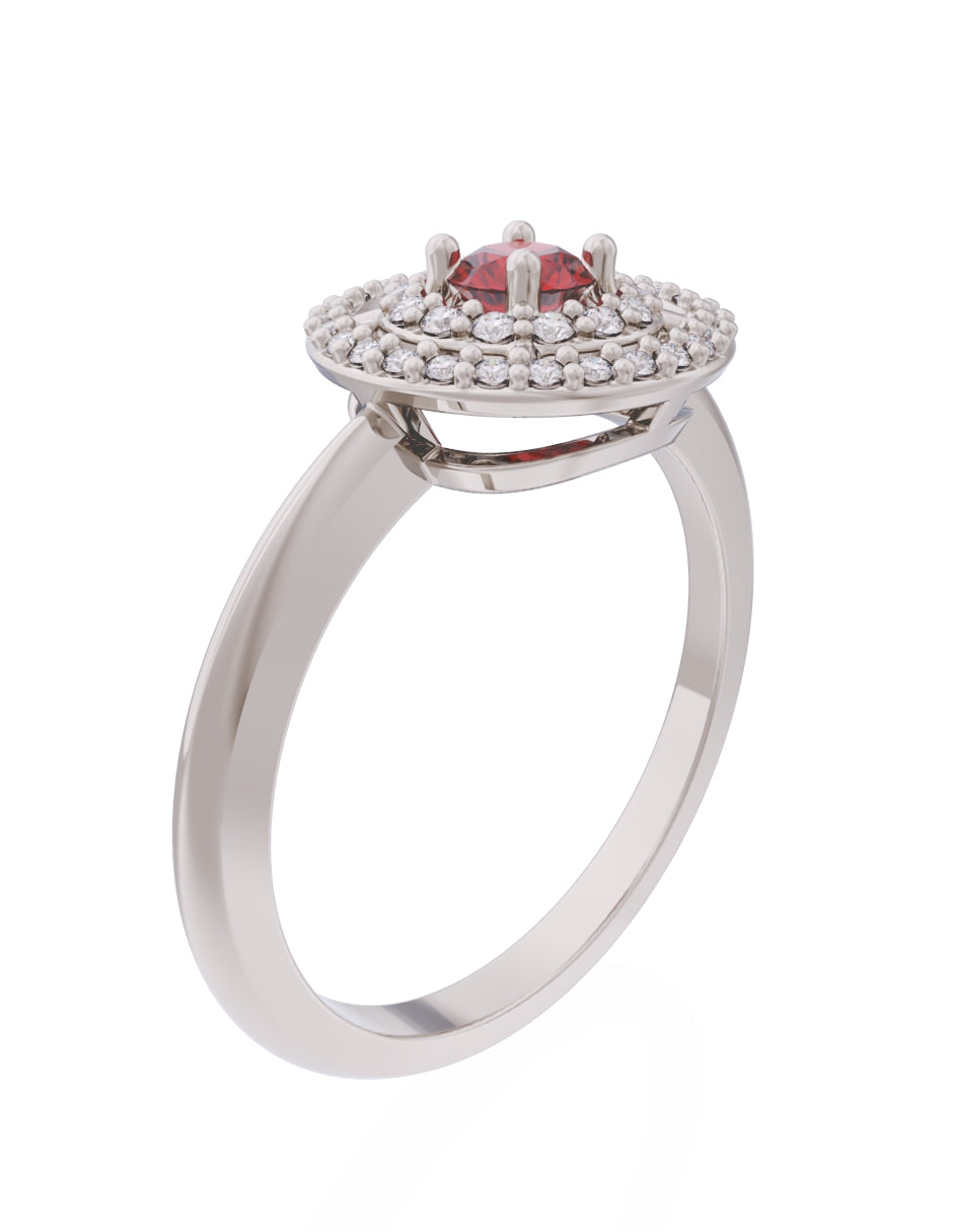 Anillo de Compromiso Eternidad de Oro 14k Zirconia Roja ZR8560-8