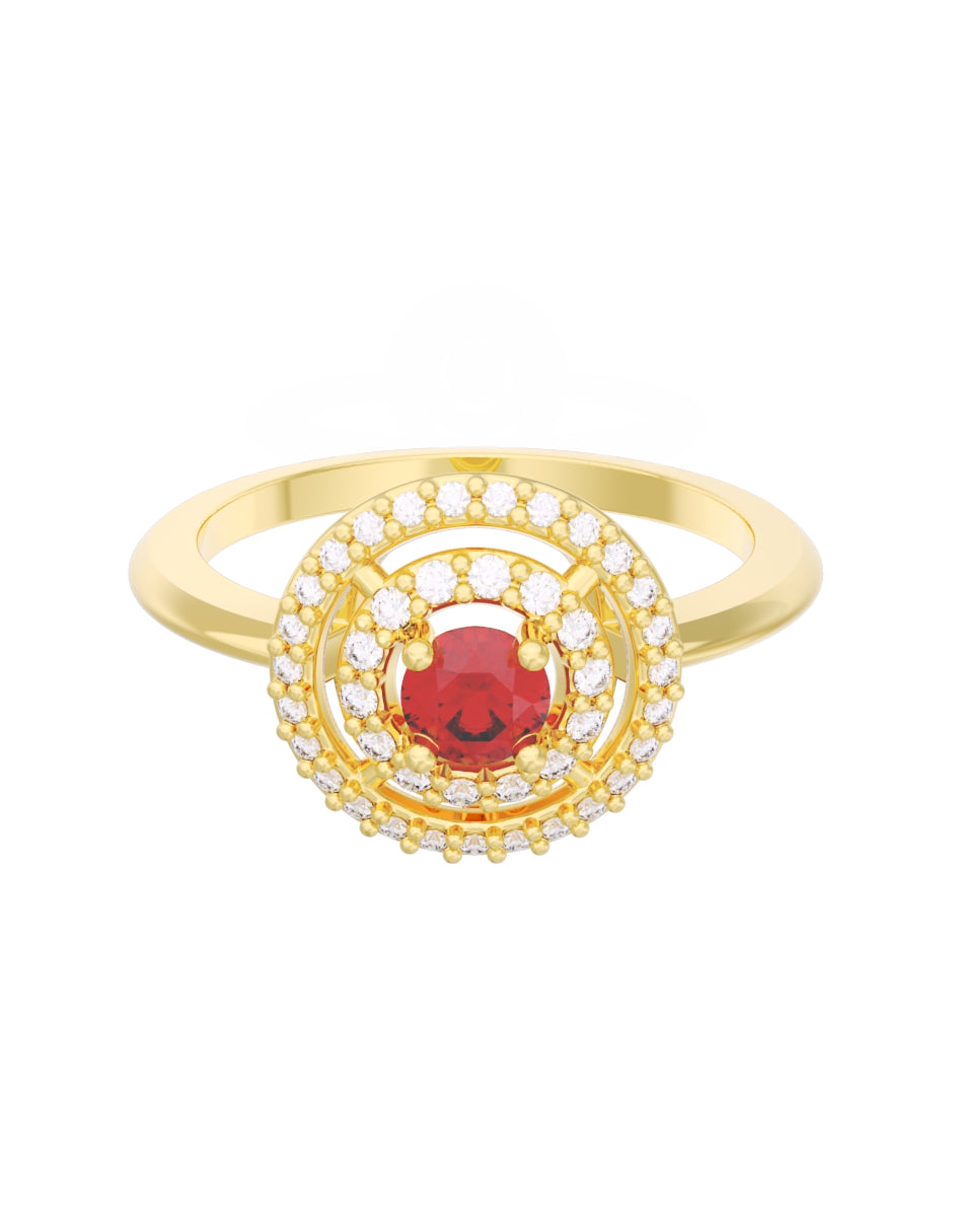 Anillo de Compromiso Eternidad de Oro 14k Zirconia Roja ZR8560
