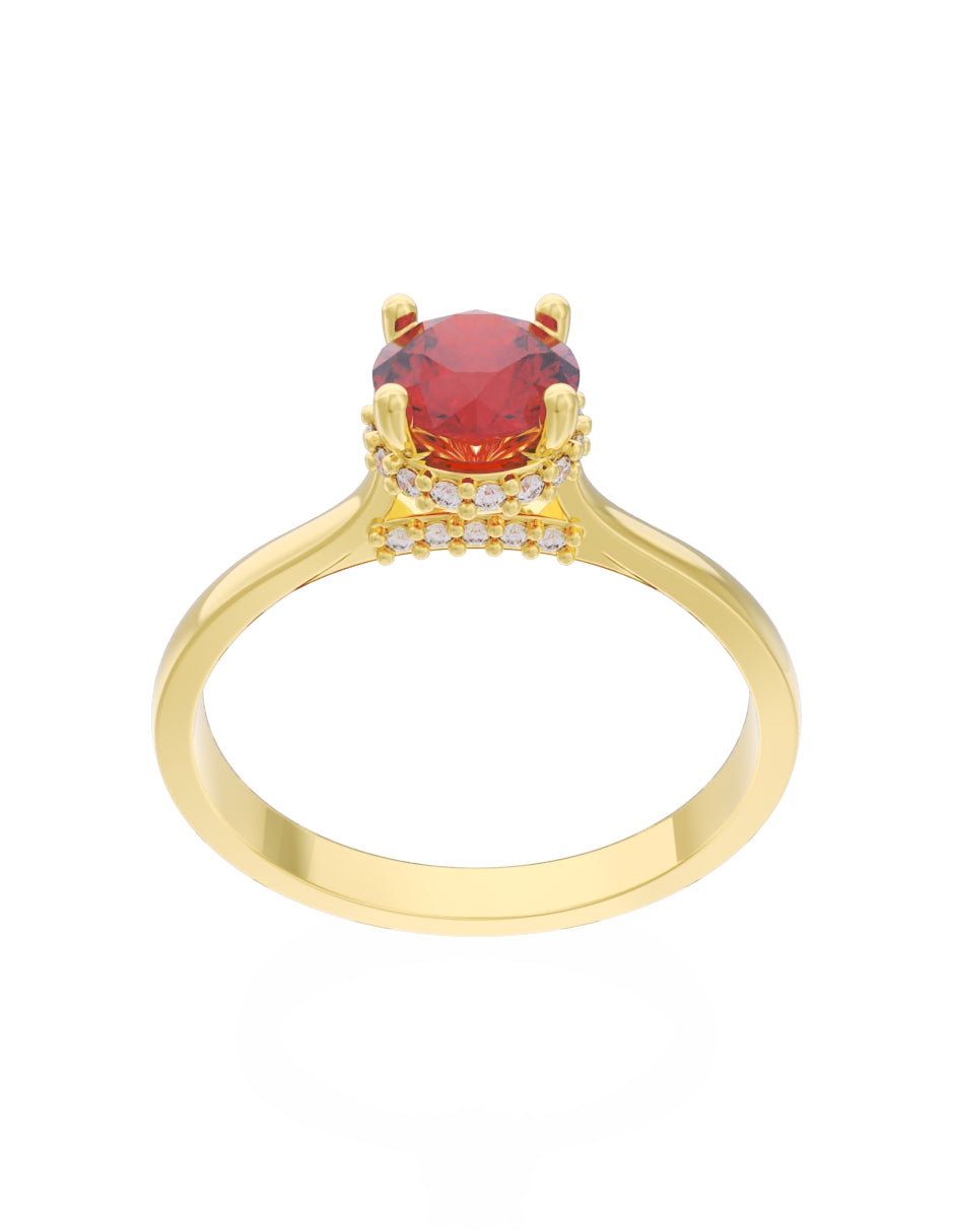 Anillo de Compromiso Eternidad de Oro 14k Zirconia Roja ZR8562-1