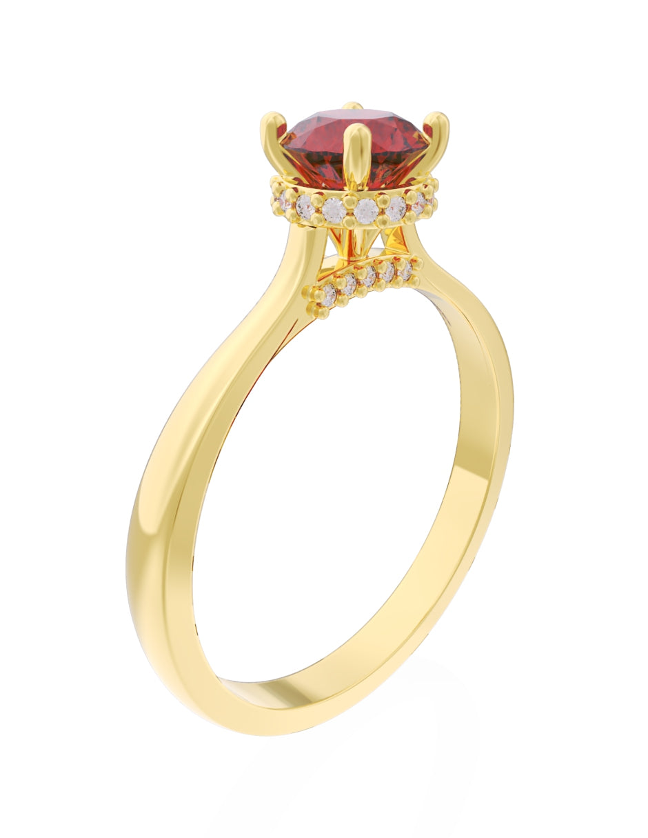Anillo de Compromiso Eternidad de Oro 14k Zirconia Roja ZR8562-2