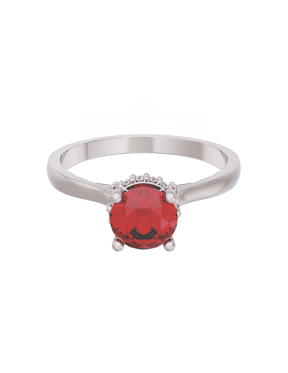 Anillo de Compromiso Eternidad de Oro 14k Zirconia Roja ZR8562-3