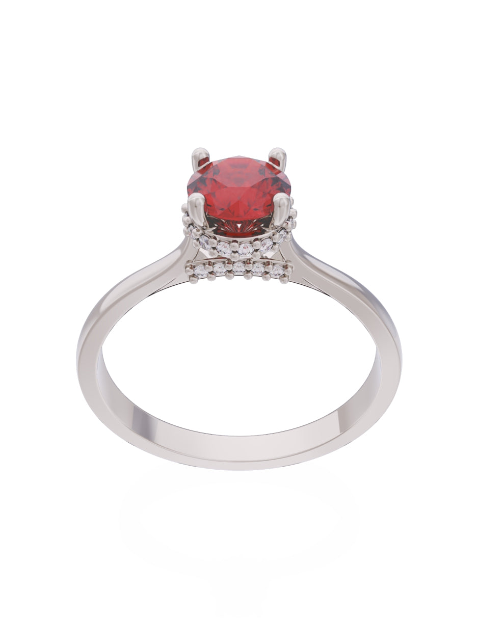 Anillo de Compromiso Eternidad de Oro 14k Zirconia Roja ZR8562-4