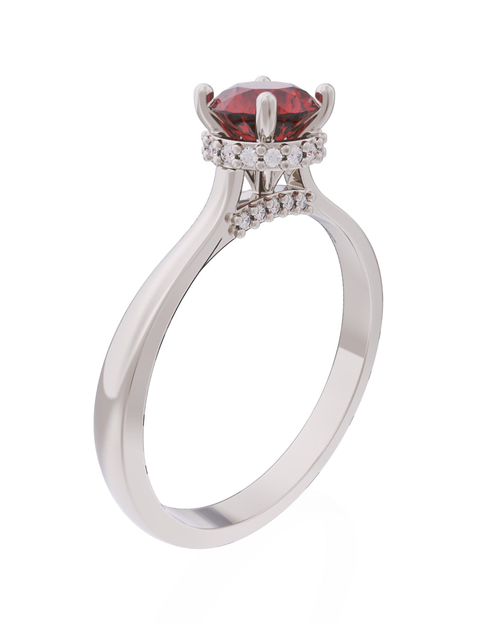 Anillo de Compromiso Eternidad de Oro 14k Zirconia Roja ZR8562-5