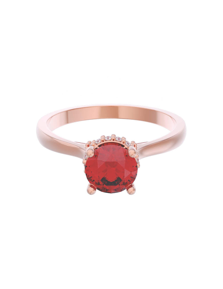 Anillo de Compromiso Eternidad de Oro 14k Zirconia Roja ZR8562-6