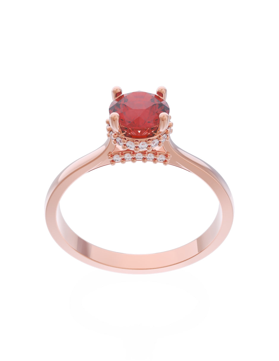 Anillo de Compromiso Eternidad de Oro 14k Zirconia Roja ZR8562-7