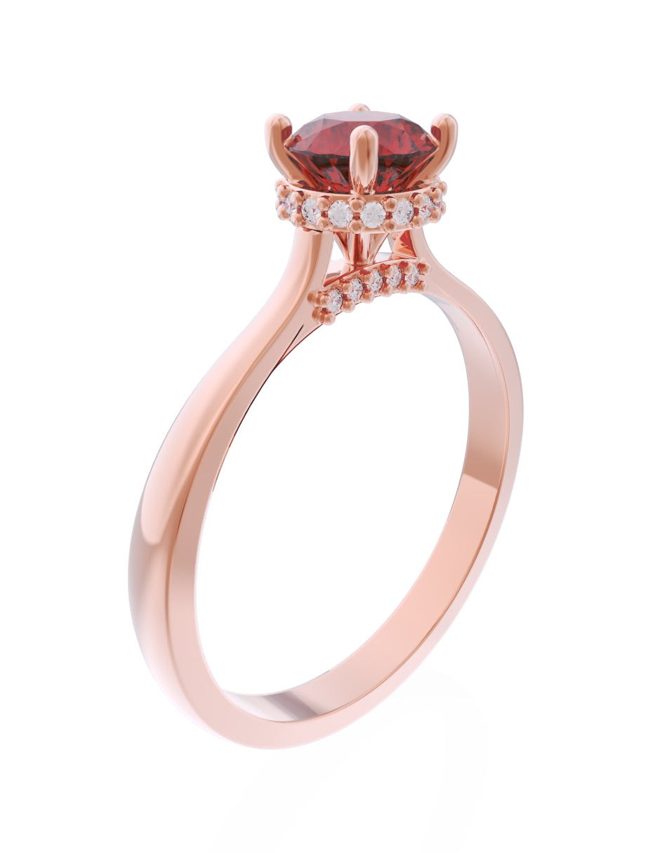 Anillo de Compromiso Eternidad de Oro 14k Zirconia Roja ZR8562-8