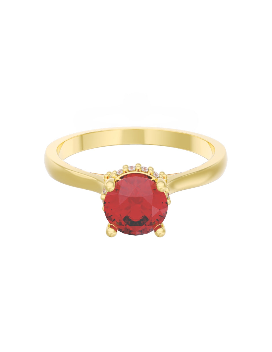 Anillo de Compromiso Eternidad de Oro 14k Zirconia Roja ZR8562