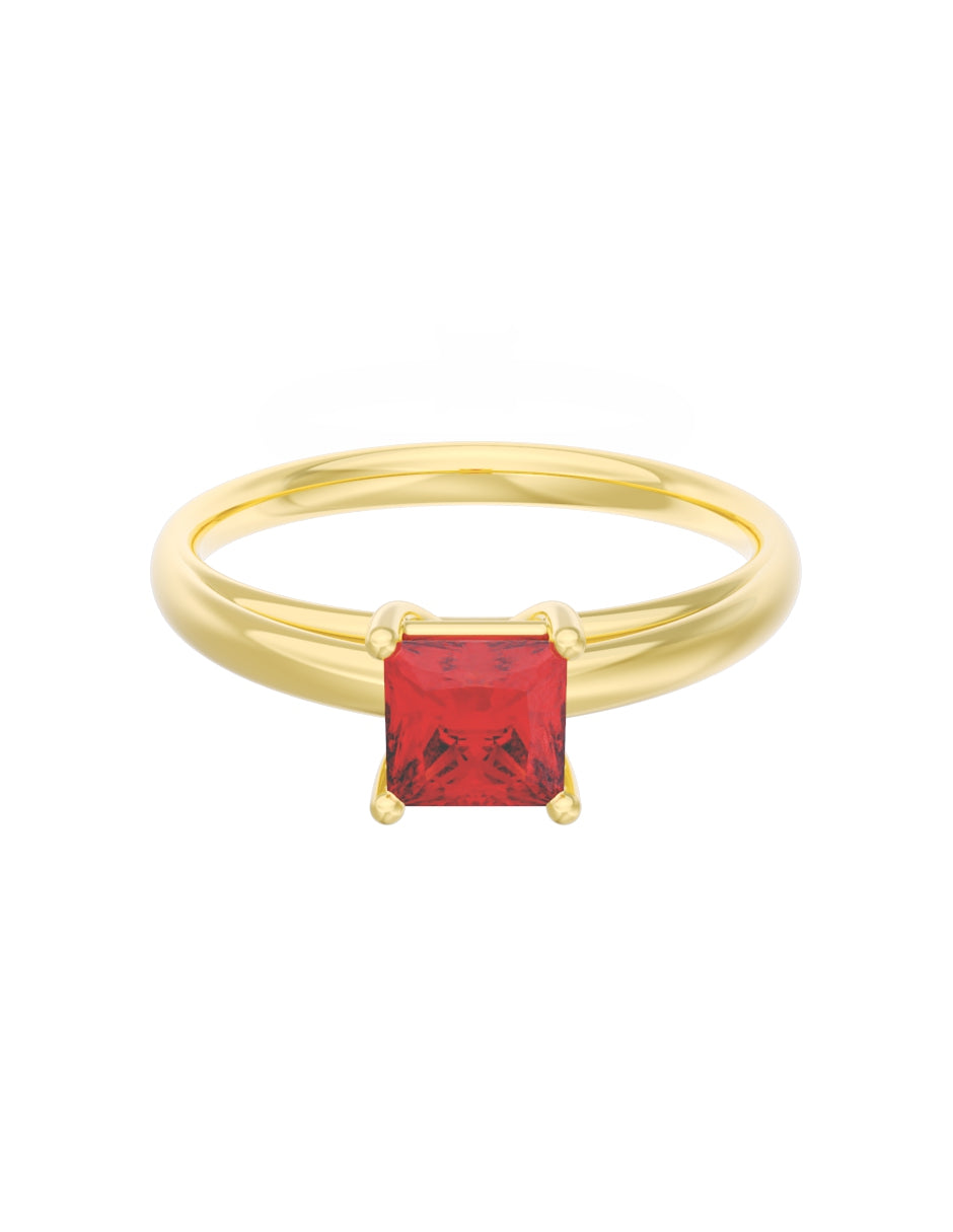 Anillo de Compromiso Eternidad de Oro 14k Zirconia Roja ZR8564