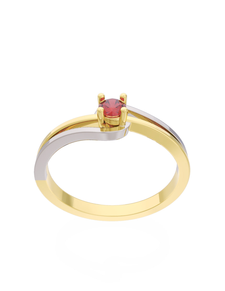 Anillo de Compromiso Eternidad de Oro 14k Zirconia Roja ZR8566-1