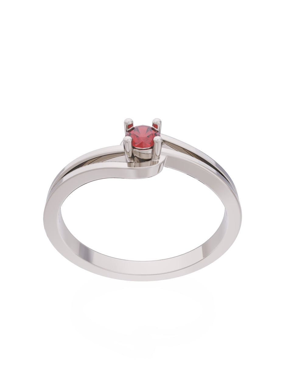 Anillo de Compromiso Eternidad de Oro 14k Zirconia Roja ZR8566-4