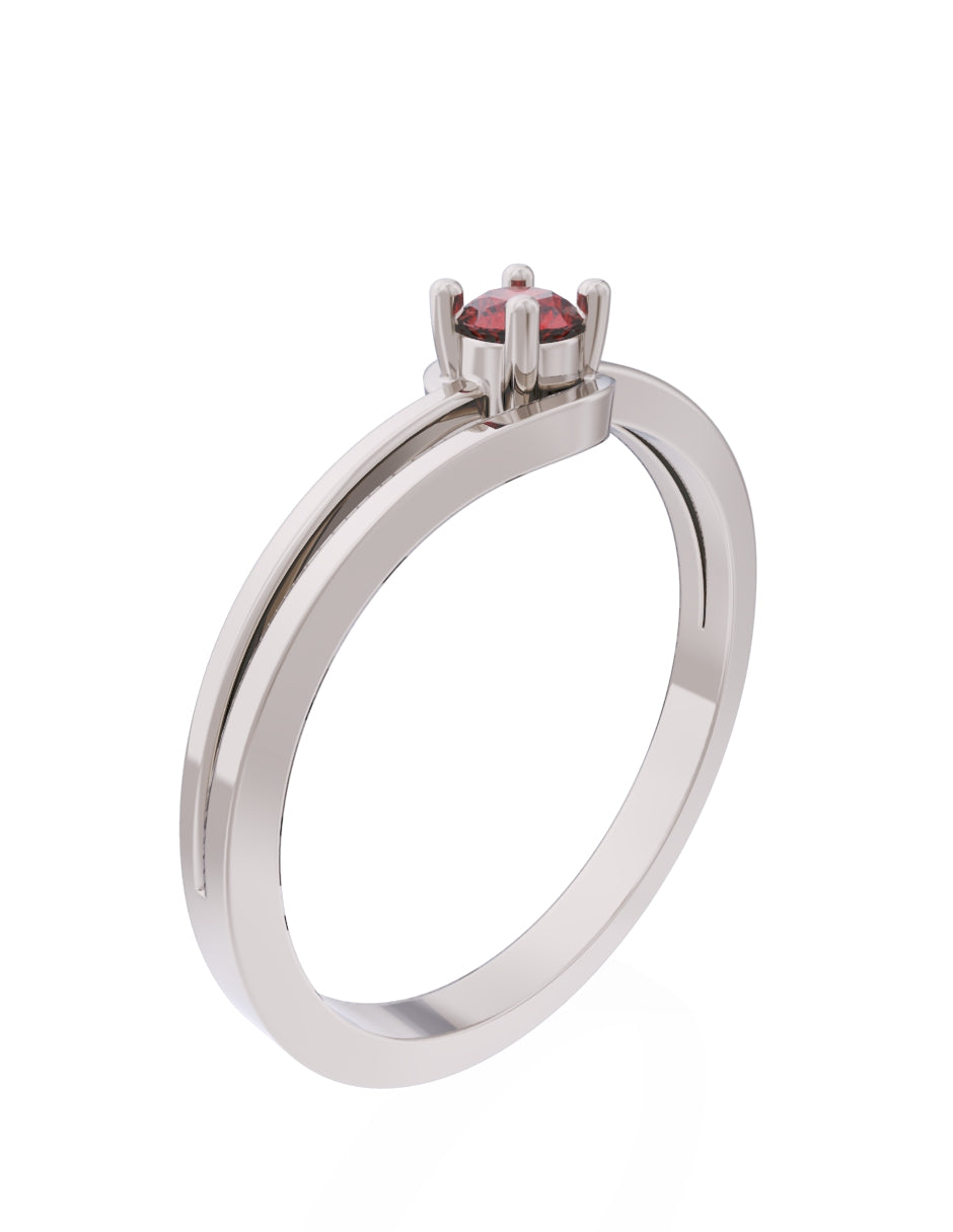 Anillo de Compromiso Eternidad de Oro 14k Zirconia Roja ZR8566-5