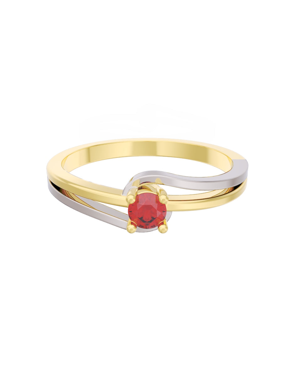 Anillo de Compromiso Eternidad de Oro 14k Zirconia Roja ZR8566