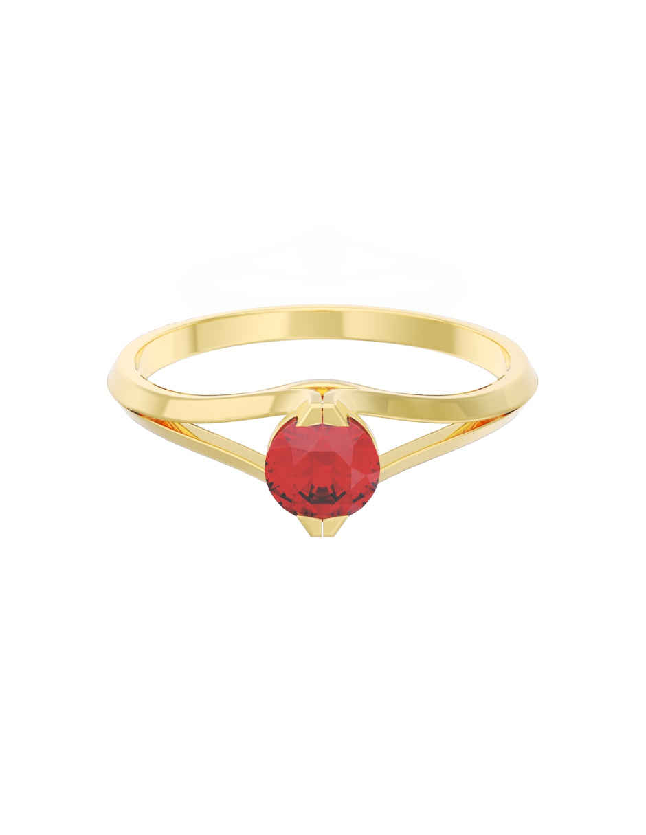 Anillo de Compromiso Eternidad de Oro 14k Zirconia Roja ZR8569
