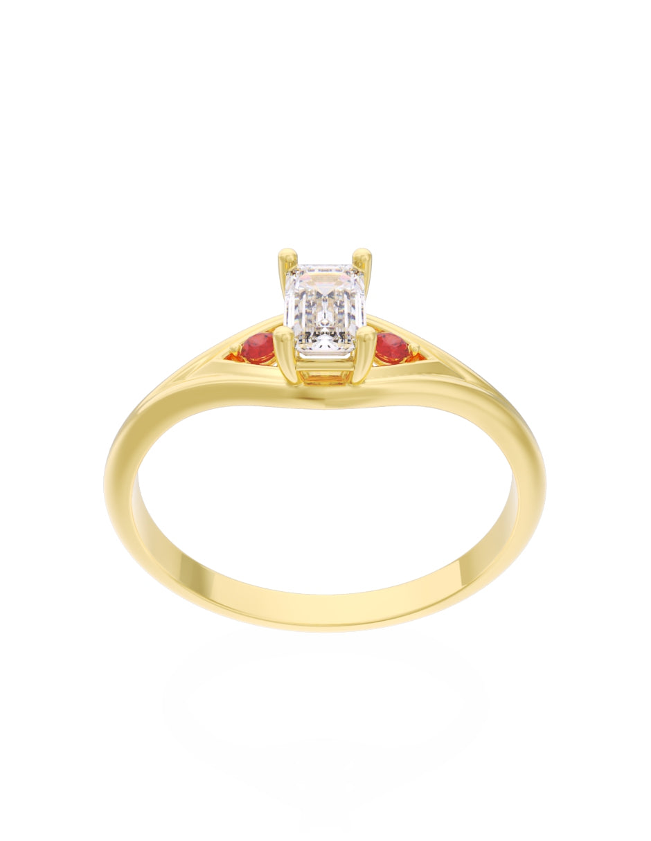 Anillo de Compromiso Eternidad de Oro 14k Zirconia Roja ZR8570-1
