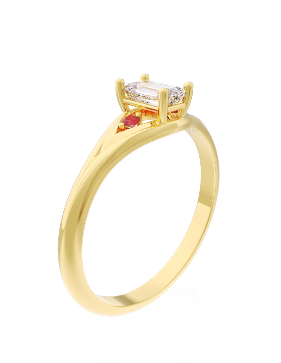 Anillo de Compromiso Eternidad de Oro 14k Zirconia Roja ZR8570-2