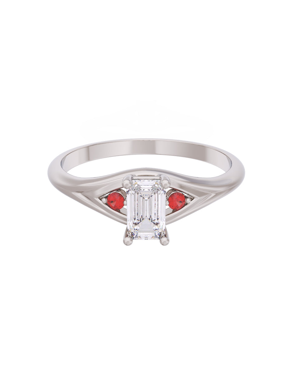 Anillo de Compromiso Eternidad de Oro 14k Zirconia Roja ZR8570-3