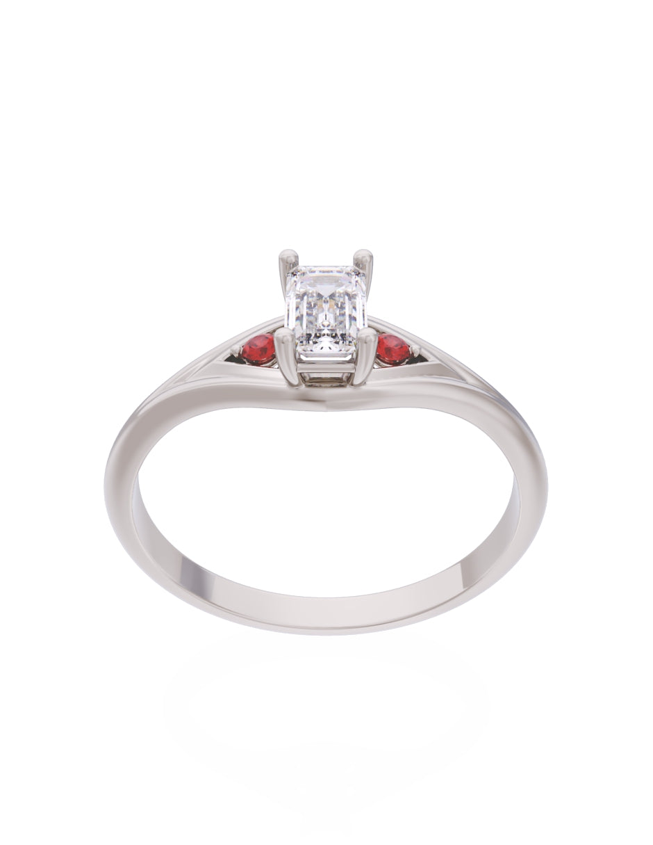 Anillo de Compromiso Eternidad de Oro 14k Zirconia Roja ZR8570-4