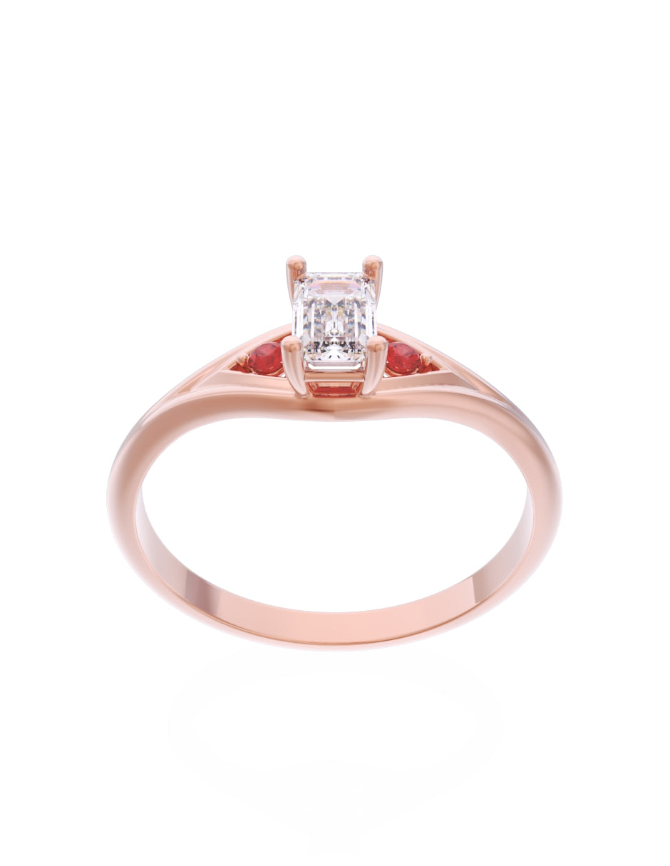 Anillo de Compromiso Eternidad de Oro 14k Zirconia Roja ZR8570-7