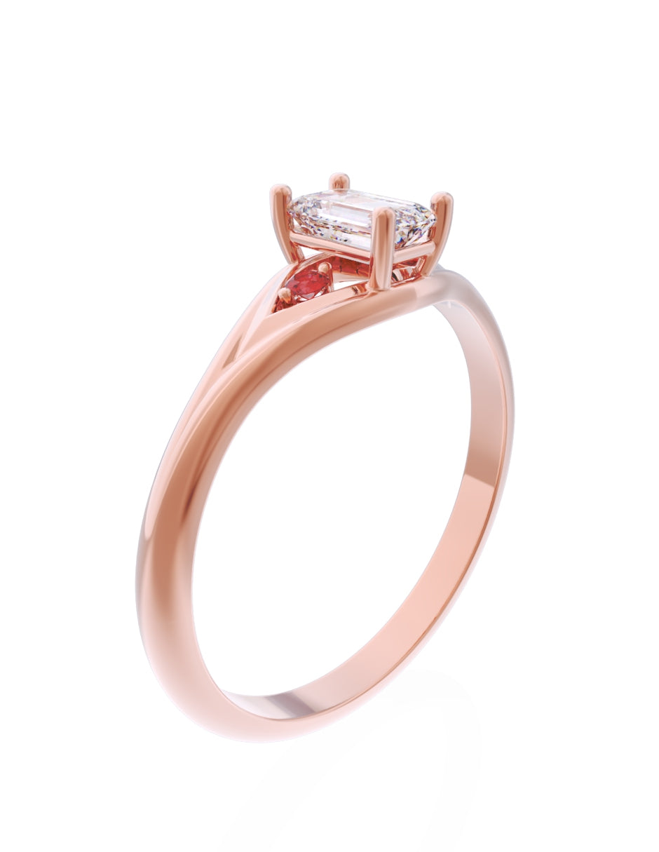 Anillo de Compromiso Eternidad de Oro 14k Zirconia Roja ZR8570-8