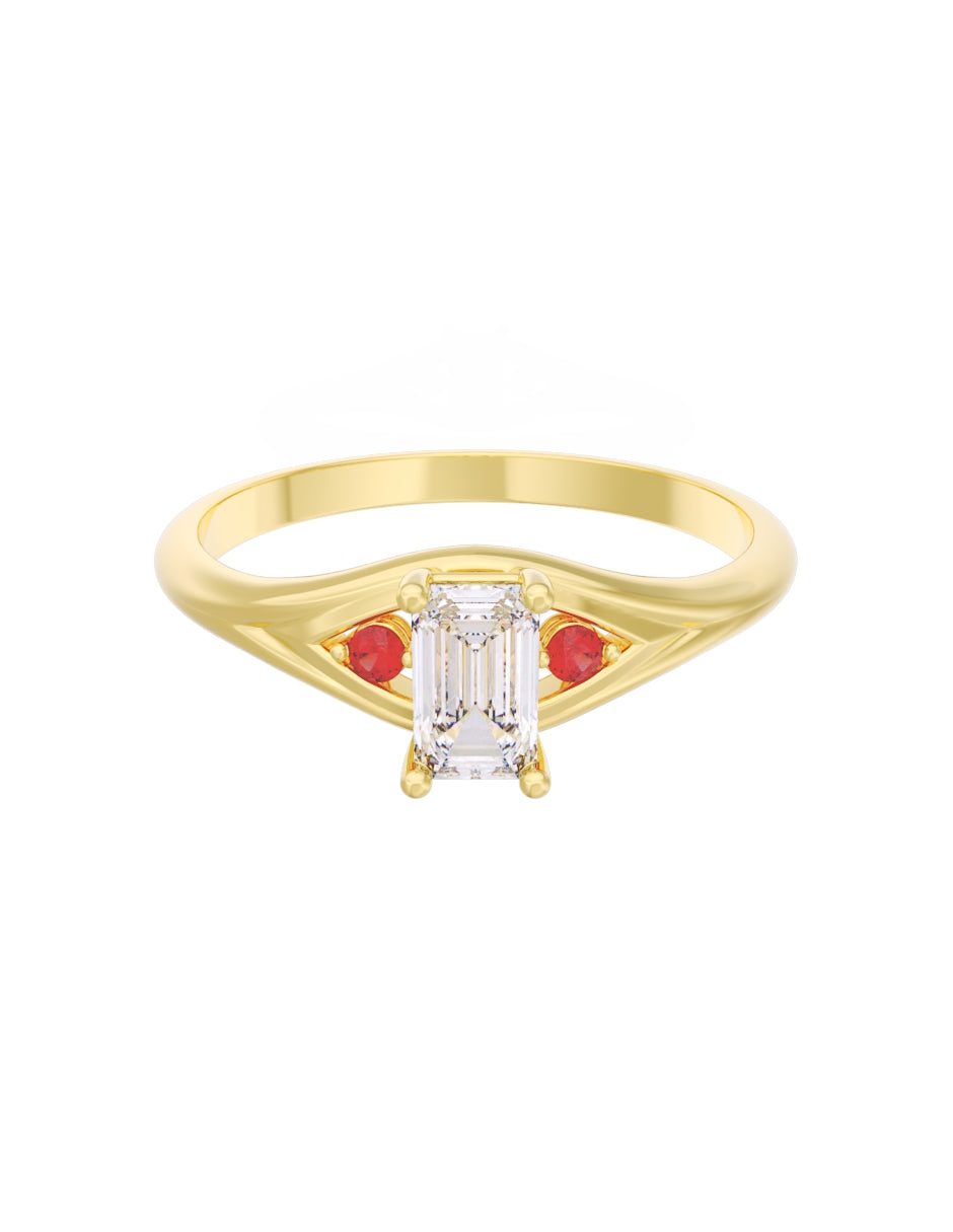 Anillo de Compromiso Eternidad de Oro 14k Zirconia Roja ZR8570